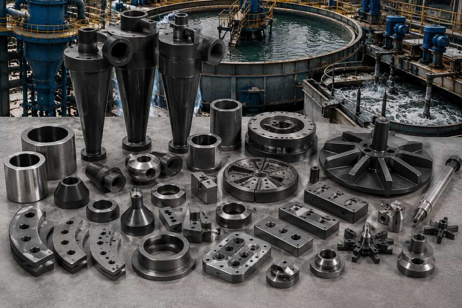 Componentes de desgaste para clasificación y procesamiento de minerales