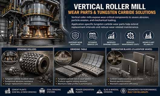 Vertical Roller Mill Wear Parts & Tungsten Carbide Solutions