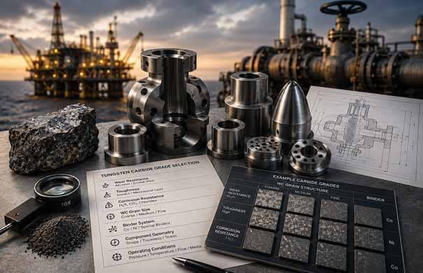 Cómo seleccionar grados de carburo de tungsteno para componentes de petróleo y gas: guía de decisión de ingeniería
